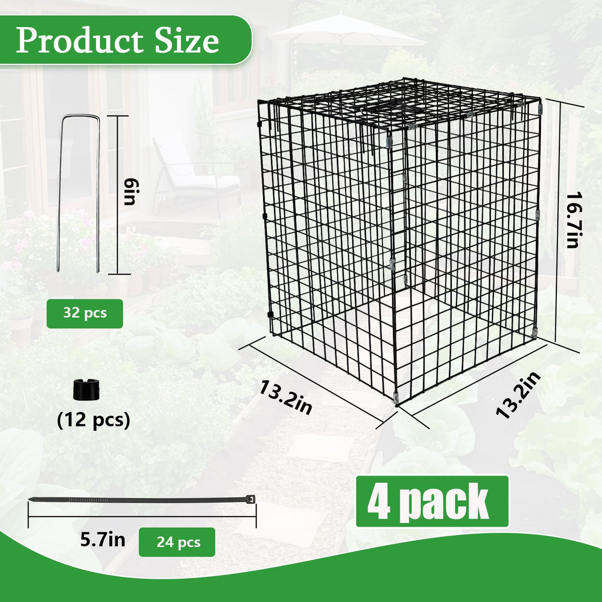 Metal Plant Cages for Outdoor Plants, Garden Cloches for Plants 4 Pack