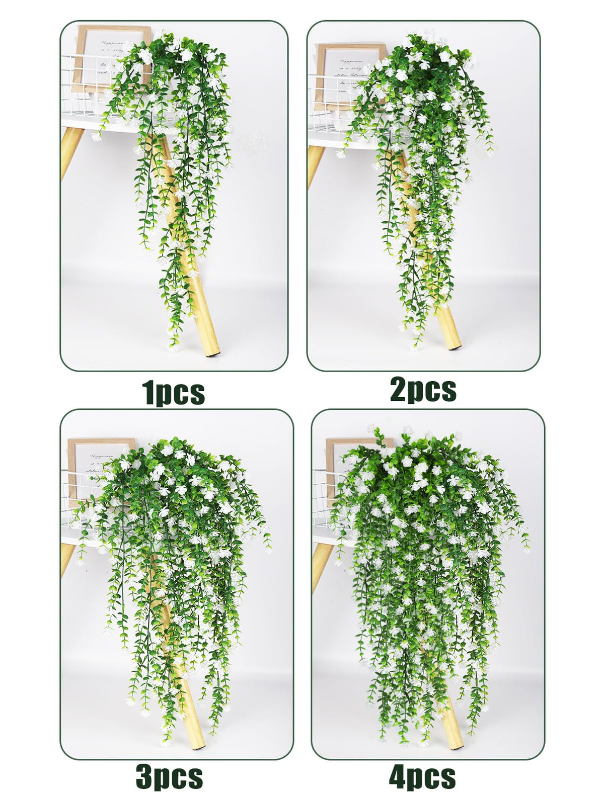 SJL 4Pcs Fake Hanging Plants Artificial Outdoor Flowers Hanging Greenery