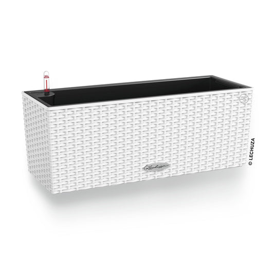 Lechuza BALCONERA Cottage 50 White, Self-Watering Window Box (Railing Planter), H7.5 L19.7 W7.5 in