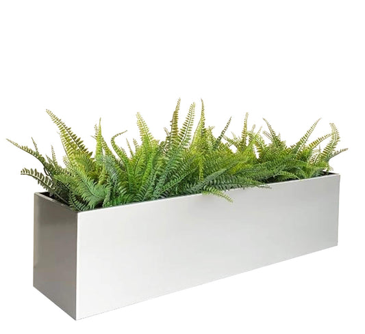 Modern Window Box Planter with S Brackets. Madeira Window Box Planter Brushed Alminum Planter Best Metal Planter Indoor Outdoor Pot 36" Long x 9" Wide x 9" Inch Tall Large, Contemporary Heavy-Duty