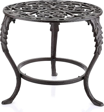 OwnMy Heavy Duty Cast Iron Plant Stand Vintage Iron Flower Pot Holder, Rustic Decorative Round Potted Plant Stand Rack, Indoor Outdoor Metal Plant Holder for Home Garden