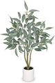Artificial Eucalyptus Tree in White Pot – 3FT Faux Indoor Plant for Home Décor, Modern Greenery for Living Room, Bedroom, Office – Realistic Silk Leaves, Minimalist Planter