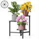NQW Tiered Plant Stand Outdoor 3 Tier Indoor Metal Flower Shelf for Multiple Plants Corner Tall Flower Holders for Patio Garden Living Room Balcony Bedroom Black Diamond