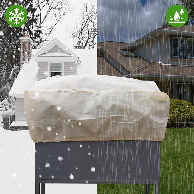 DINGBAI Plant Cover Freeze Protection, Winter Plant Covers, Plant Frost Cover, Tree Plant Freeze Protection Covers, Planter Plant Winter Frost Blanket with Zip Drawstring,4 Pack (59x17.7x15.7INCH)
