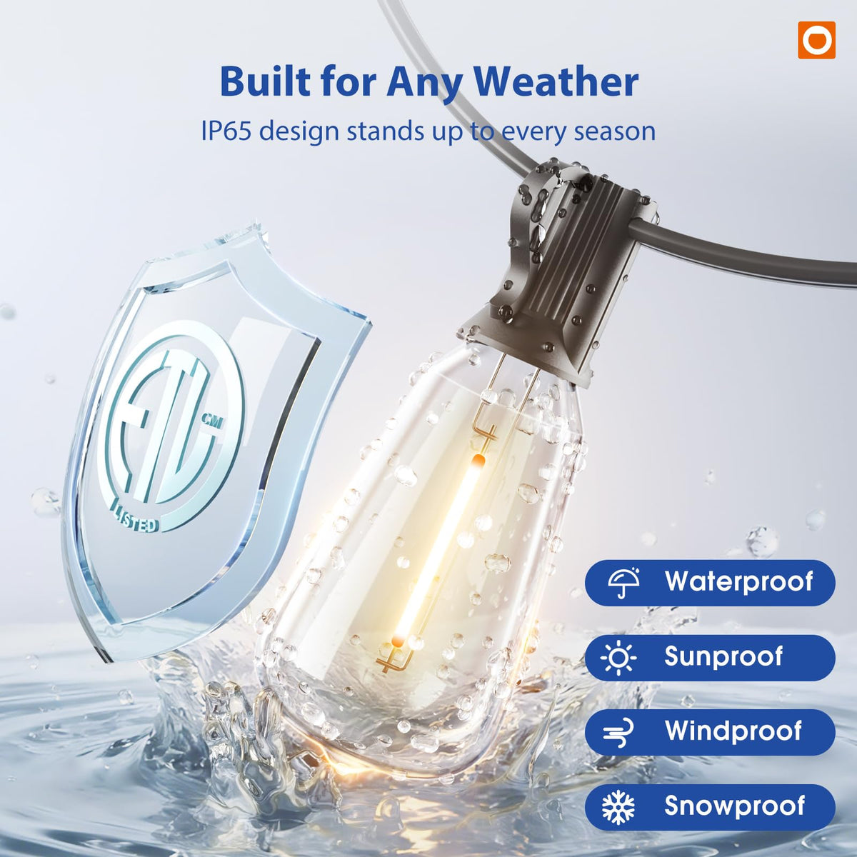 addlon 50FT Outdoor String Lights ST38 LED with Remote Waterproof Dimmable