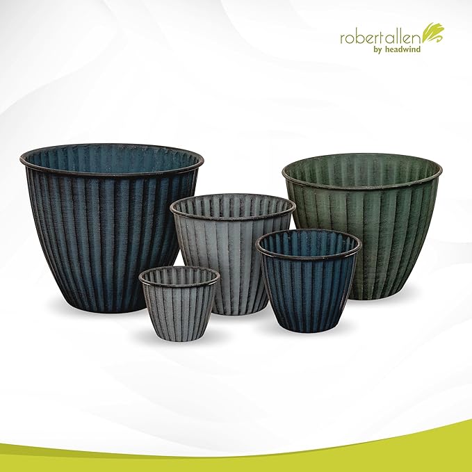 Headwind Monroe Natural Ironstone Collection - 14 Inch Ocean Blue Plant Pot – for Succulent Pots, Flower Pot, Planters for Indoor Plants & Outdoor Planter Pots for Plants by Robert Allen