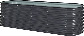 BlueWish 8ftx2ftx2ft Raised Garden Beds Outdoor with 2 Aluminum Support Rods, Raised Beds for Gardening with Galvanized Steel, Rubber Strips, Garden Boxes Outdoor Raised for Backyard, Garden, Lawn