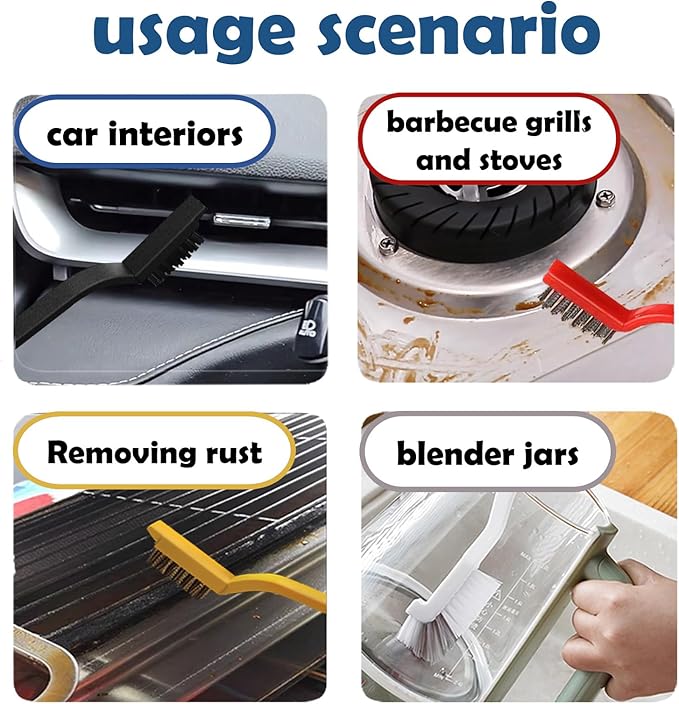 Crevice Cleaning Brush Set, Multi-Purpose Hard Bristle Brushes for Deep Cleaning Kitchen, Bathroom, Grout, Sink, Cup, Teapot, Bottle, Blender, Corners, Tight Spaces & More