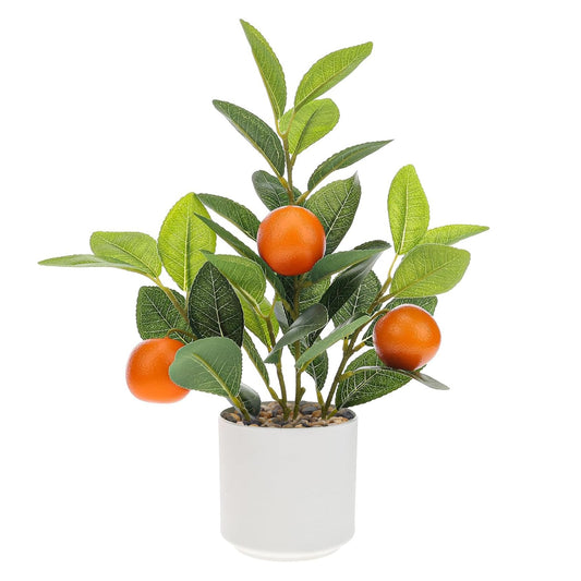 Woration 14.5" Artificial Orange Plant Potted Home Office Decor Indoor