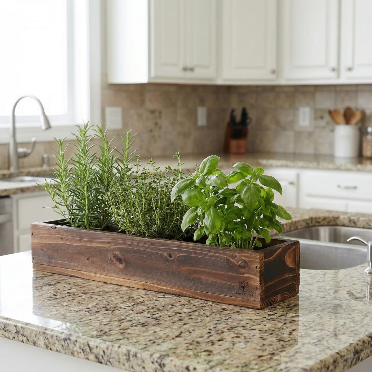 BESPORTBLE Rustic Wooden Rectangle Planter Box: Rectangular Succulents Plant Container Wood Window Box for Farmhouse Home Wedding Garden, 19.5 * 3.58 * 2.8inch