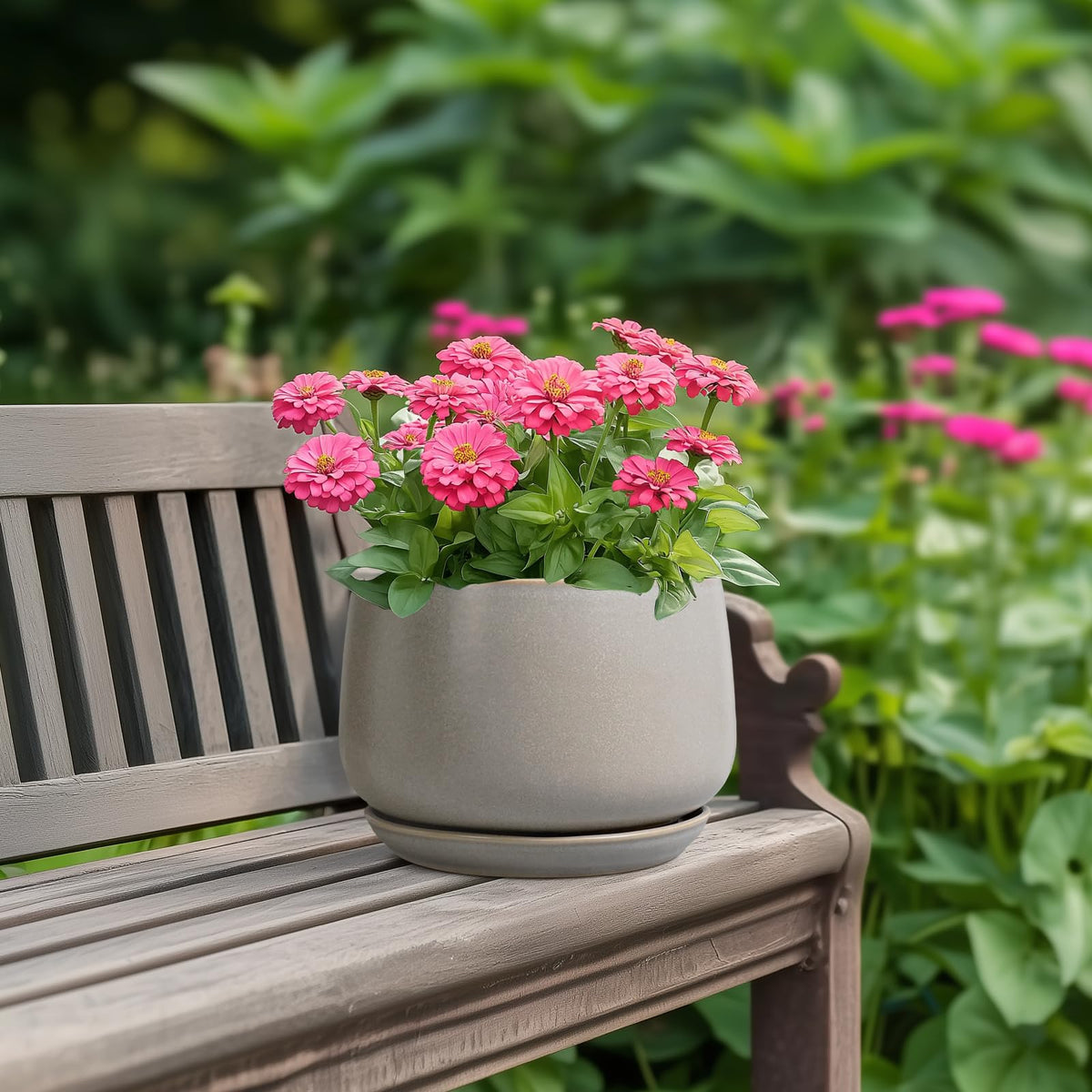 G EPGardening Ceramic Pots for Plants 7 Inch, Grey