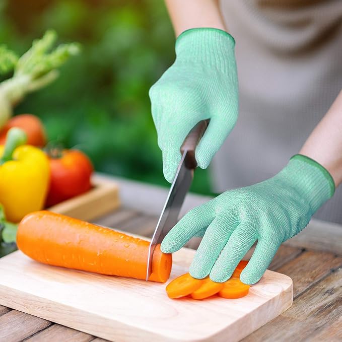Evridwear Cut Resistant Gloves Food Grade Level 5 Kitchen Safety Protection (Small, Green)