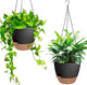 Vanslogreen Hanging Planters for Indoor Outdoor Plants, 2 Pack Self Watering Hanging Pot with Drainage Holes & Removable Tray (Black, 6'')