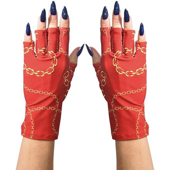ManiGlovz Original UPF 50+ UV Light Protective Nail Gloves | UV Shield Gel Manicure Gloves for Women, Anti-Fingerless Sun Protection Driving Accessory with Chain of Love Print