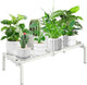 Gouisalin 1 Tier Metal Plant Stand Indoor Outdoor, Potted Multiple Flower Pot Holder Rack Plant Shelf, Heavy Duty Planter Display Shelving for Patio Balcony Garden Living Room Decorative (White)