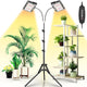 LBW Grow Light for Indoor Plants, Dual Heads Full Spectrum LED, Auto On/Off Timer, 6 Dimmable Levels, 3 Switch Modes, Adjustable Tripod Stand 15-63 inches
