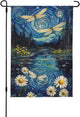 Night Dragonflies Garden Flag 12x18 Inch Double Sided All-Weather Polyester Outdoor Flag For Patio Lawn Yard And Garden Welcome Decor