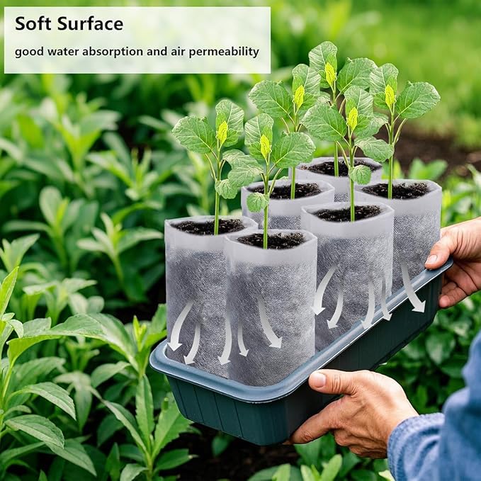 Belit 50 Pcs 10.2" H Deep Nursery Grow Bags, Non-Woven Plants Pots Container for Starting Rooted Plants Vegetable, Flower, Seedling Tree