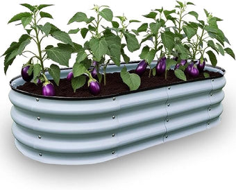 GrowHaus 4x2x1FT Galvanized Raised Garden Bed, Planter Boxes Outdoor Metal Garden Beds for Planting Vegetables Flowers Herbs Silver