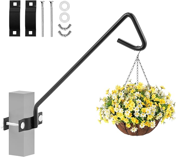 MIXXIDEA 11 Inch Long Fence Deck Hook Rail Hanging Mounting Kit Heavy Duty Bird Feeder Hook Decorative Hanger for Bird Feeders Planters Suet Baskets Lanterns on Balcony Porch Railing Fence