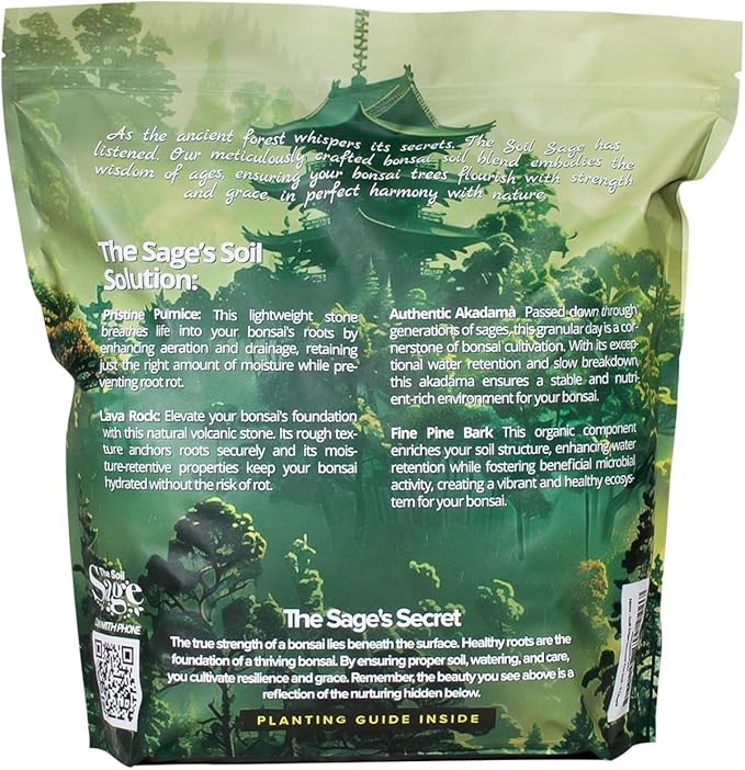 The Soil Sage 2.5qts Premium Bonsai Mix - U.S.A. Made Ready to Use - Akadama, Pumice, Lava Rock, Fine Pine Bark - Large Bag for All Bonsai Tree - High Drainage Potting, Repotting