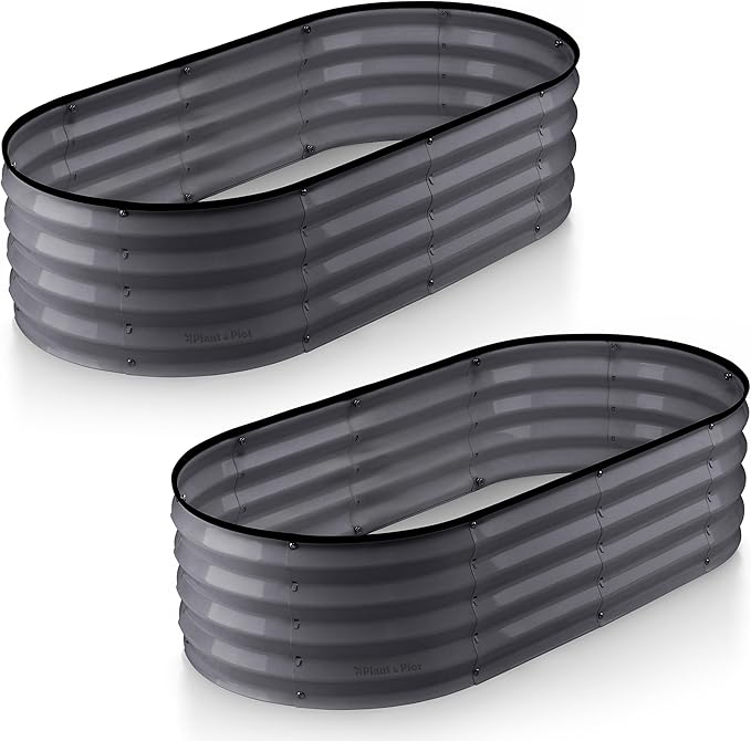 Galvanized Raised Garden Beds Outdoor // 4×2×1 ft (2-Pack) Planter Raised Beds for Gardening, Vegetables, Flowers // Large Metal Garden Box (Gray) // Patented Tool-Free Design