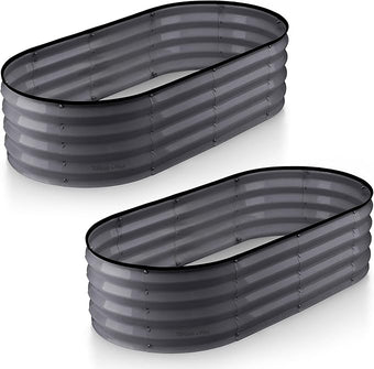 Galvanized Raised Garden Beds Outdoor // 4×2×1 ft (2-Pack) Planter Raised Beds for Gardening, Vegetables, Flowers // Large Metal Garden Box (Gray) // Patented Tool-Free Design