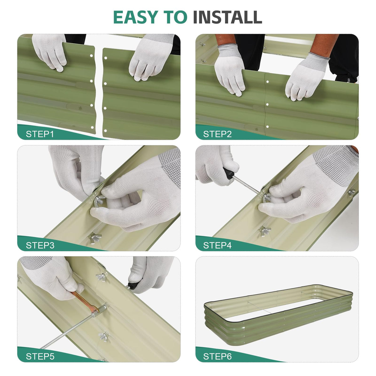 BIRDSINYARD 5 in 1 Galvanized Raised Garden Bed, 8x3x1ft, Green