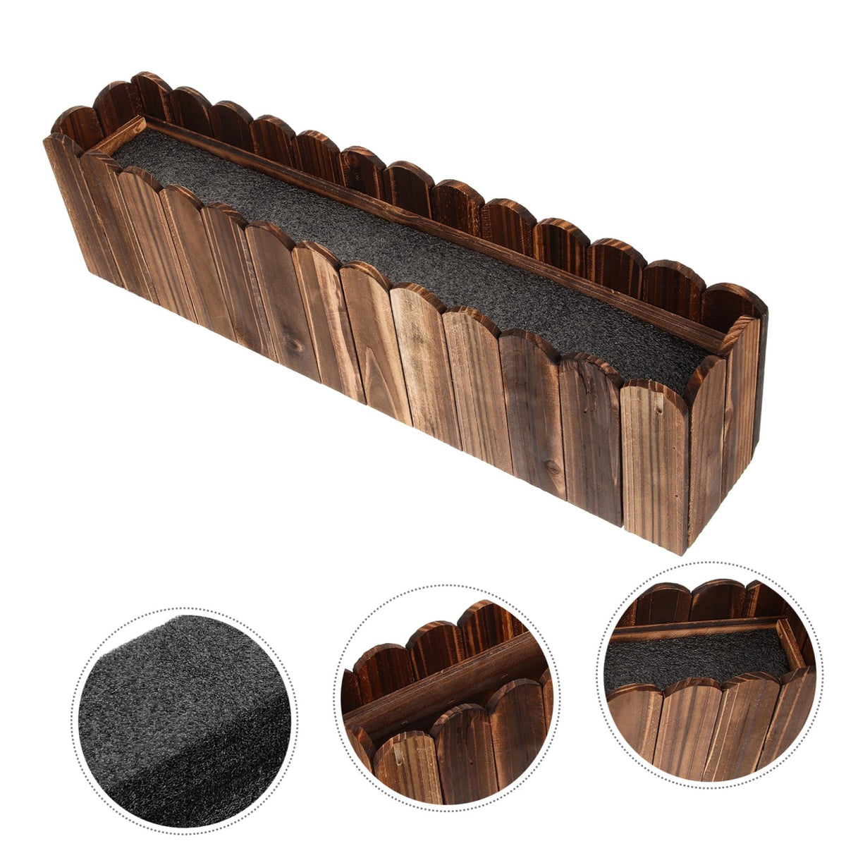 Gogogmee Rustic Wooden Flower Planter Box 19.37X5.11X3.54In Anti-Rotten Wood Pot for Indoor Balcony Window Sill Decorative Fake Flower Holder with Foam Block