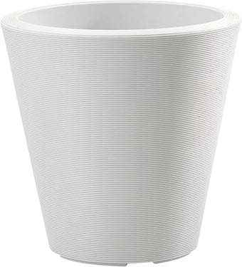 Crescent Garden Madison Planter– Weather-Resistant, Double Walled Indoor/Outdoor Plant Pot with Drain Hole – Durable All-Season Flower Container, 14" W (Cloud White)