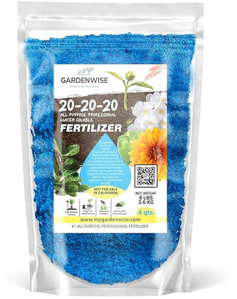 20-20-20 Water-Soluble Fertilizer – Powder for Liquid Plant Food for Indoor & Outdoor Plants, Orchids, Vegetables, Lawns, Flowers – 20 20 20 Fertilizer 4 Quarts (8 lbs)