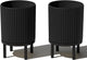 Veradek Demi Series Round Planter w/Stand for Porch/Patio | Durable Plastic-Stone Composite & Wooden Stand | Modern Décor for Tall Plants, Flowers