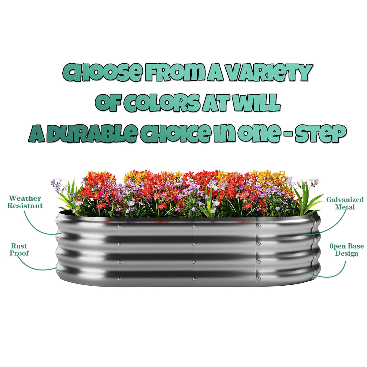 ZFHgarden Galvanized Metal Planter Raised Garden Bed Kit for Gardening Outdoor，4x2x1ft Planter Grow Garden Box Raised Flower Bed，Long Vegetable Clearance Herb Raised Garden Beds for Gardening White