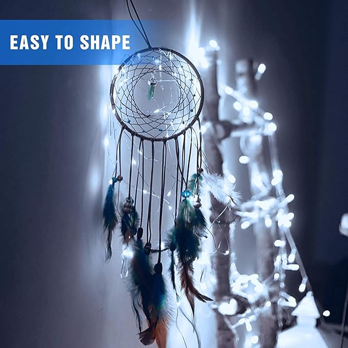 20 Pack Fairy Lights Battery Operated 7ft 20 LED Mini Fairy String Lights Waterproof Copper Wire Firefly Starry Lights for Wedding Party Mason Jars Christmas Decorations, Cool White