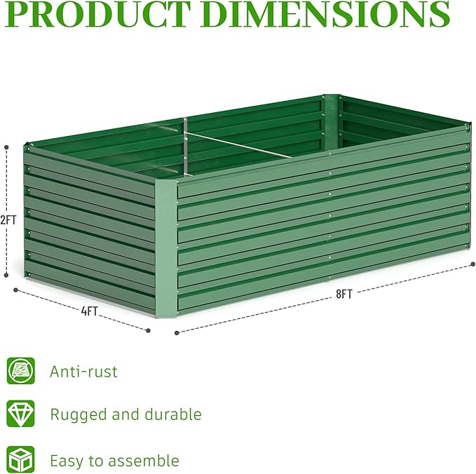 8x4x2 ft Outdoor Raised Garden Bed, Large Metal Planter Raised Beds, Planters for Outdoor Plants for Vegetables, Flowers, Herbs, Fruits, and Succulents.(4 Pcs)