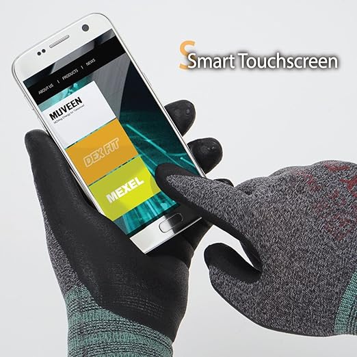 DEX FIT Nitrile Work Gloves FN330, 3D-Comfort Stretchy Fit, Firm Grip, Thin & Lightweight, Touch-Screen Compatible, Durable, Breathable & Cool, Machine Washable; Black Grey XL (10) 12 Pairs