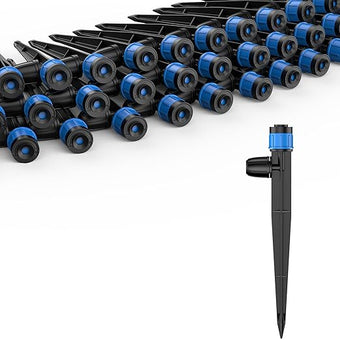 Pawfly 60 Pcs Drip Irrigation Emitters, Garden Drippers for Plants Watering System, Sprinkler Heads with Adjustable 360 Degree Water Flow, Drip Emitters for 1/4" Drip Irrigation Tubing