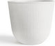 WORTH Garden Round Large Planter Pot 1-Pack - 17.5" Dia x 15.5" H - Durable Plastic White Plant Tree Pots with Vertical Stripe Textured Finish, Drainage Hole for Indoor, Outdoor, Front Porch, Patio