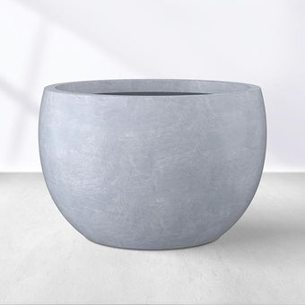 Kante 11.8" Dia Round Concrete Planter, Outdoor/Indoor Large Bowl Plant Pots with Drainage Hole and Rubber Plug for Garden Patio Balcony Home, Gray