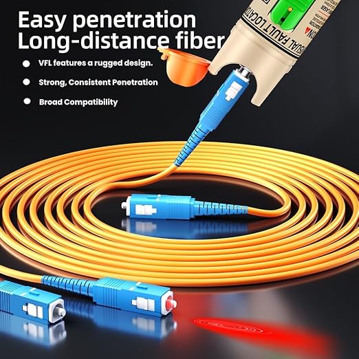Visual Fault Locator,30-50KM Fiber Optic Cable Tester Meter VFL Red Light Pen Light Source Testers