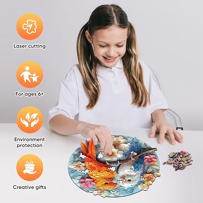 Qiuenisray Wooden Puzzles for Adults 500 Pieces, Parrots Flower Christmas Jigsaw Puzzles, Beautiful Puzzle, Royal Unique Shape Animal Adult Puzzles, Wood Gift for Family Game 16.5 x 16.9 in