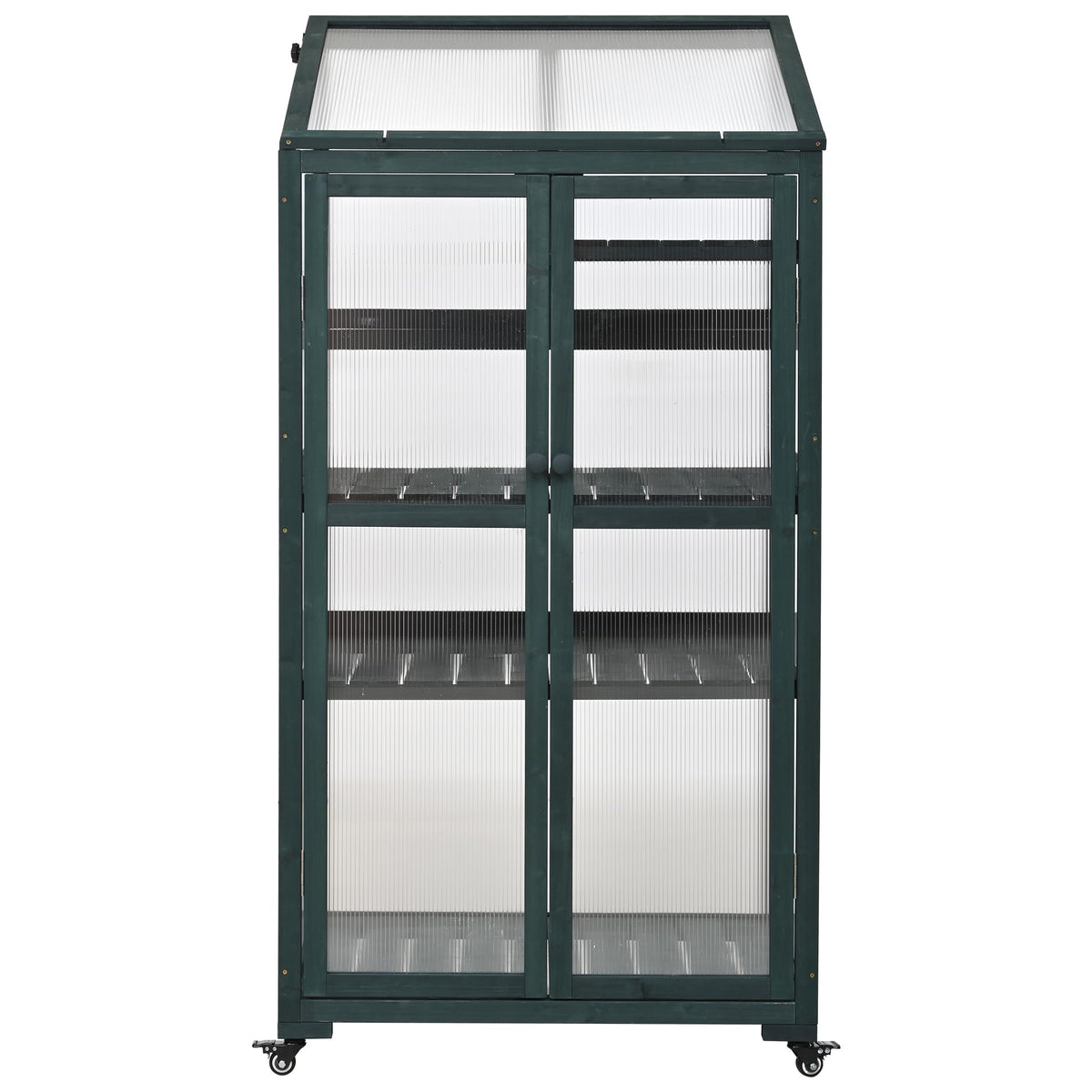 Cold Frame Greenhouse with Wheels, 62 Inch Portable Plant Cabinet
