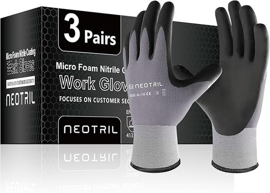 Safety Work Gloves MicroFoam Nitrile Coated-3/6/12/36 Pairs,Breathable Nylon Working Gloves for Men Women