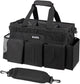 Wearable Cleaning Caddy Bag, Supplies Organizer with Handle & Shoulder Straps for Housekeepers, Under Sink & Car Cleaning Tool Organizer with 4 Foldable Dividers (Black)