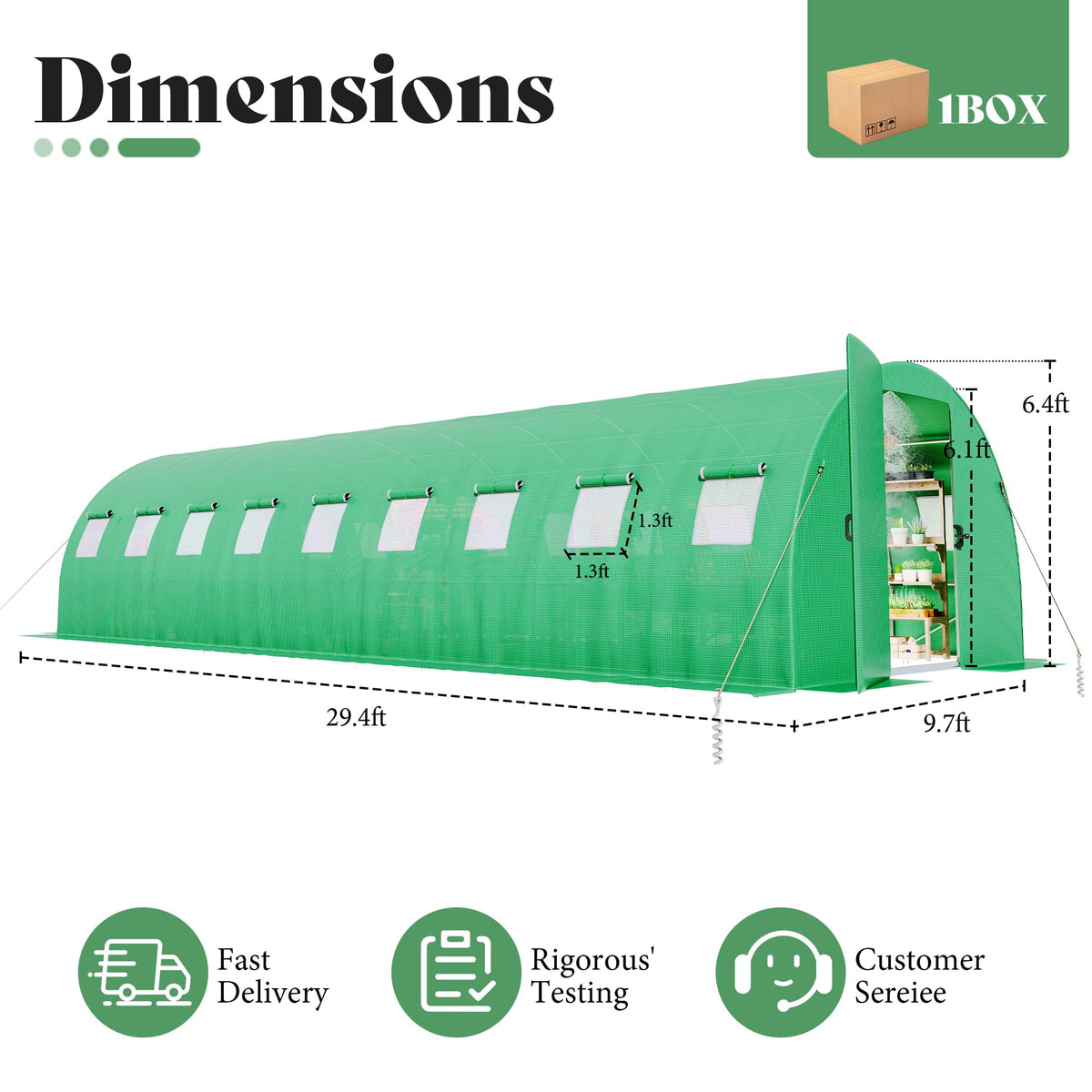 AMERLIFE 30×10 FT Walk-in Tunnel Greenhouse Cover (Frame NOT Included)