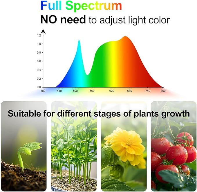 JINHONGTO Grow Light with Stand and Timer 4,8,12 Hr, 36 Watt Standing Tall Plant Light for Bonsai Tree, Seed Starting, 24"-64" Adjustable Tripod Stand Plant Growing Lamps