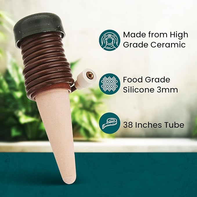 Blumat Classic Self-Watering Stakes - Automatic Drip Irrigation System for Indoor Plant Watering & Outdoor - Water Drip Solution for Potted Plants - Slow Release Stakes, 3 Pack, wo Adapter