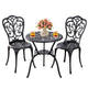 Withniture Patio Bistro Set 3 Piece Outdoor,Cast Aluminum Outdoor Bistro Table and Chair Set of 2 with 1.97" Umbrella Hole,All Weather Bistro Table Set for Front Porch Set(Butterfly Black)