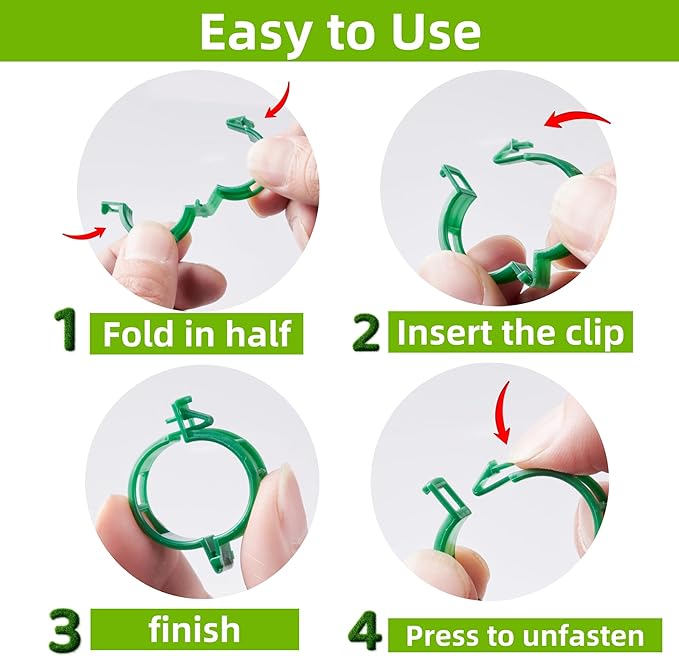 200 Pcs Plant Support Clips,Plastic Clips for Securing Plants,Tomato Vine Clips,Plant Fixing Clips,Garden Clips for Climbing Plants,Grape and Vine Vegetables (200, White)