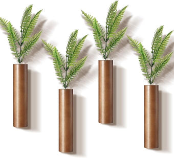 4 Pack Wood Indoor Wall Planter Modern Mounted Wooden Vases Home Wall Decor for Living Room Bedroom Bathroom for Dried Flowers and Greenery Plants